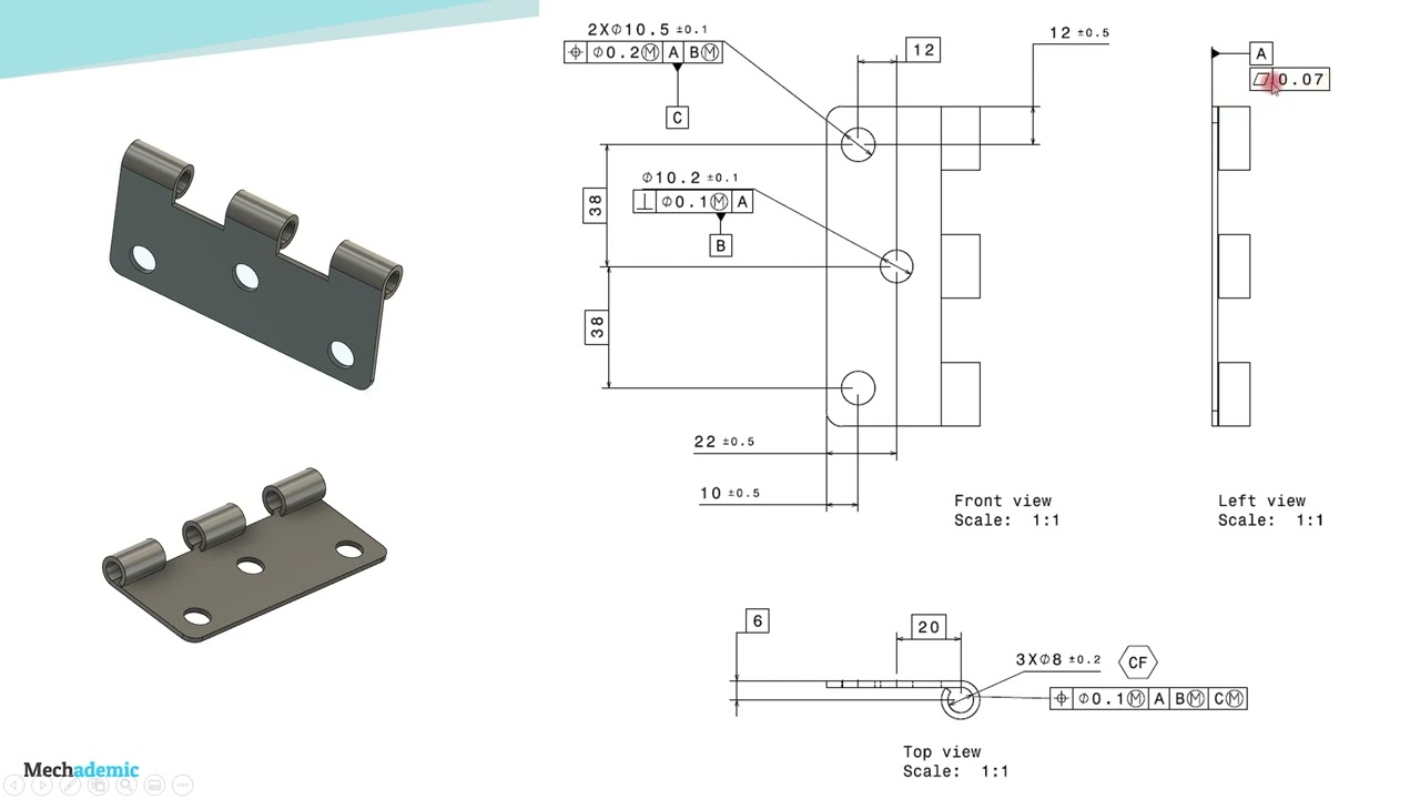GD&T : Applying GD&T scheme to a part in assembly - Hinge bracket