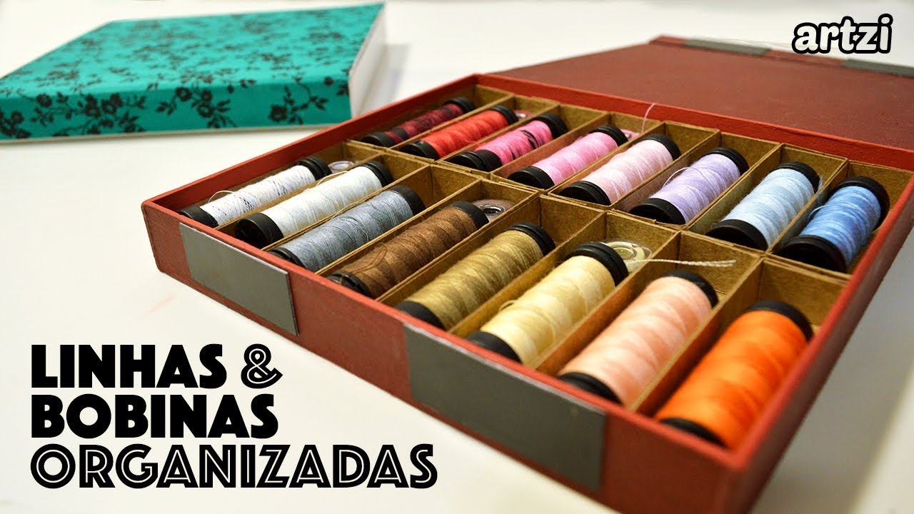 Ideia para organizar bobina e linha de costura
