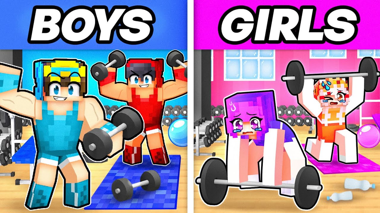 BOYS vs GIRLS GYM Challenge in Minecraft!