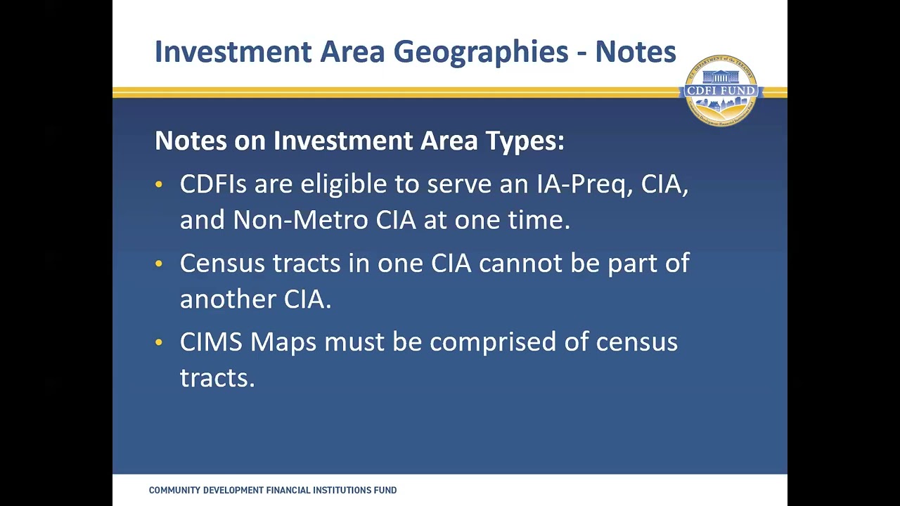 Customized Investment Areas for CDFI Certification