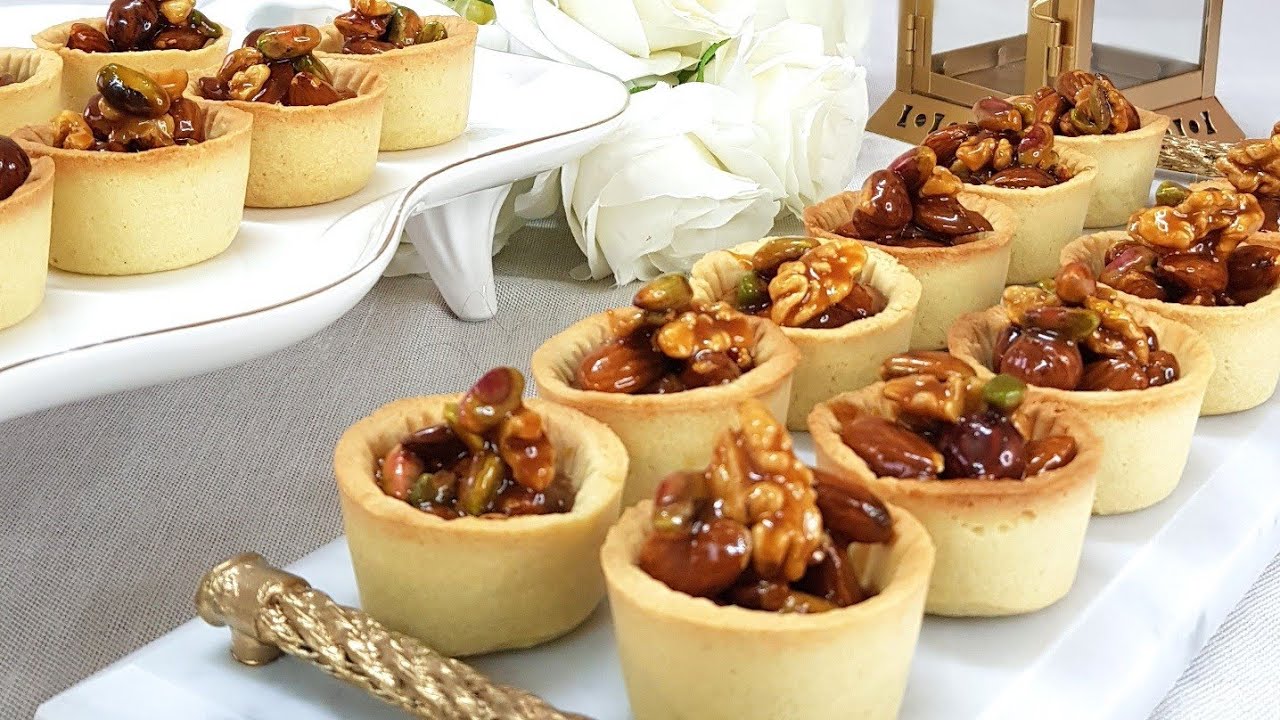 عيد_الفطر_  تارتلات بالمكسرات و الكراميل سهلة التحضير 😍 tartelettes fruits secs/caramel beurre salé