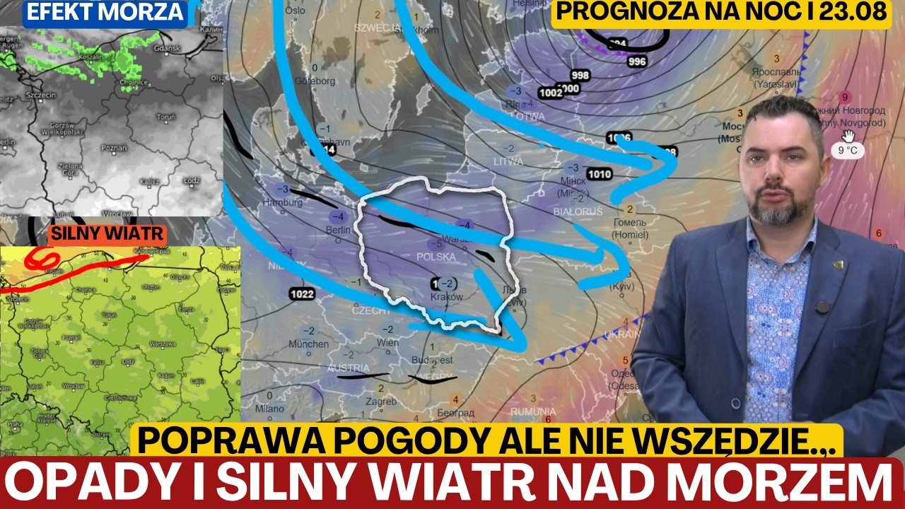 Efekt morza na Wybrzeżu. Silny wiatr i opady. Poprawa pogody w Polsce. Prognoza na 23 i 24.8