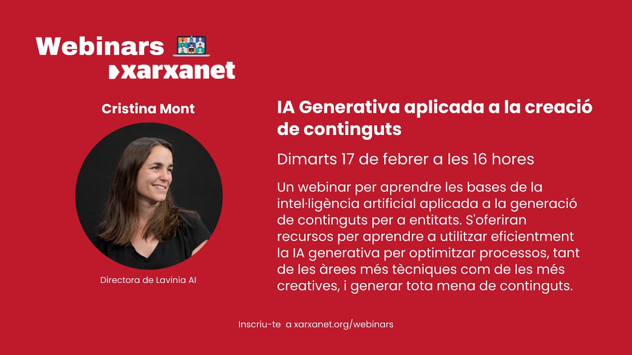 Webinar: 'IA Generativa aplicada a la creació de continguts'