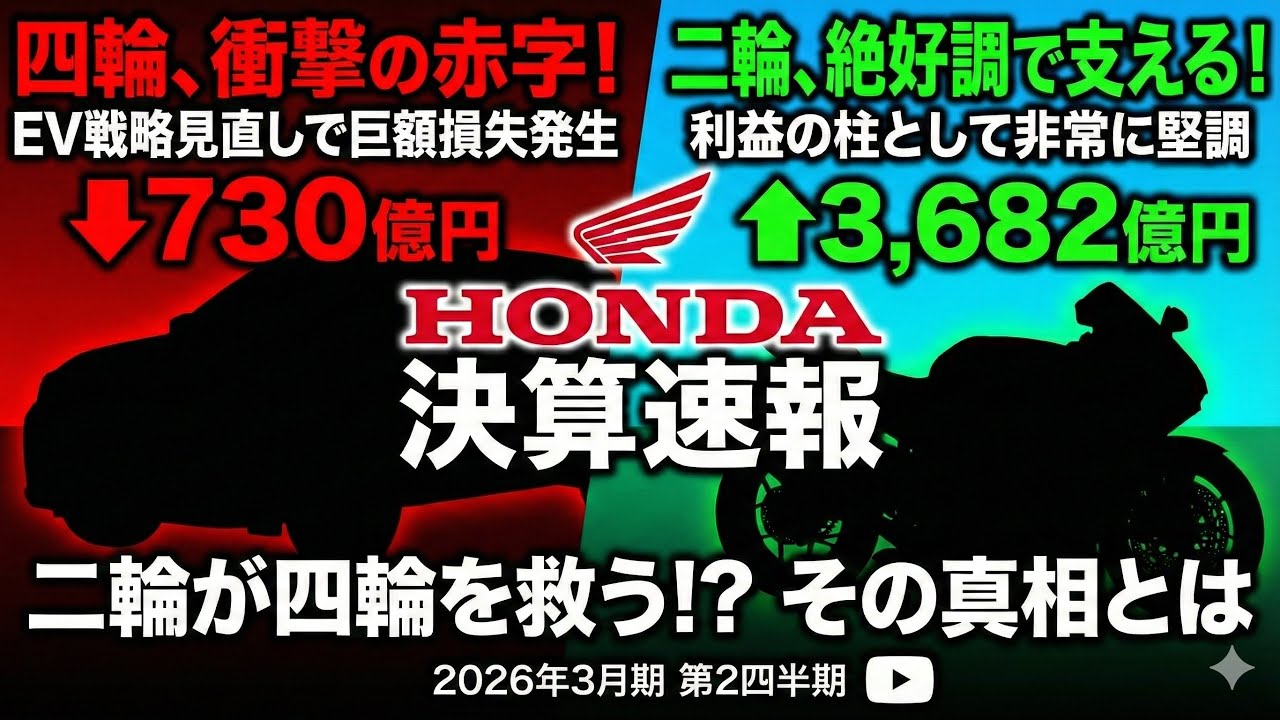 【ホンダ決算】二輪は絶好調、四輪は赤字｜EV戦略見直しの「本当の意味」を解説 #ホンダ #経済ニュース #決算 
