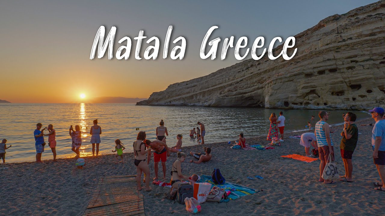 Crete Greece, Matala nightlife, walking tour in 4k, Greece 2022