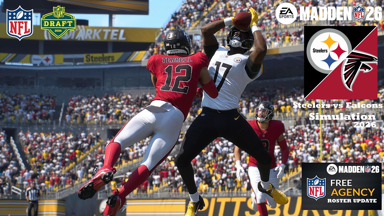 Madden 26 Pittsburgh Steelers против Atlanta Falcons (обновленный состав Madden 27) симуляция игр...