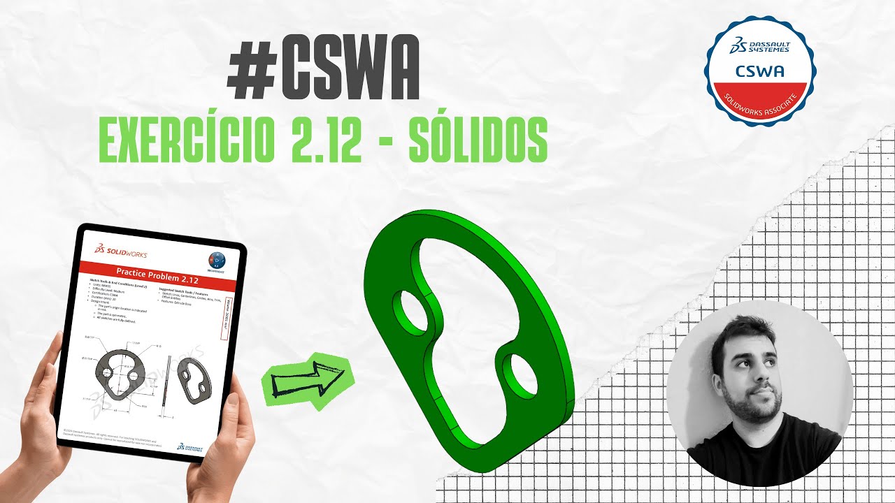EP043: Solidworks para iniciantes | Exercício 2.12 - CSWA | Dominando Ressalto Base Extrudado