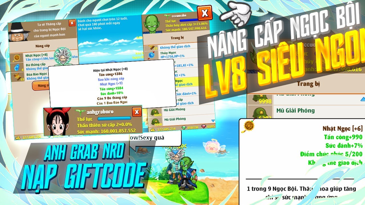 Ngọc Rồng Blue - Nạp GiftCode N&acirc;ng Cấp Ngọc Bội Cấp 9 Si&ecirc;u Ngon