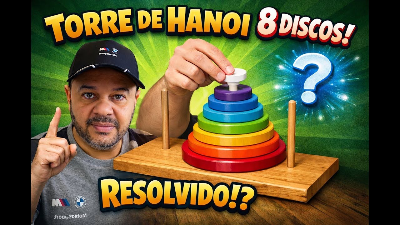 Torre de Hanoi com 8 Discos | Desafio Matemático de Lógica Explicado