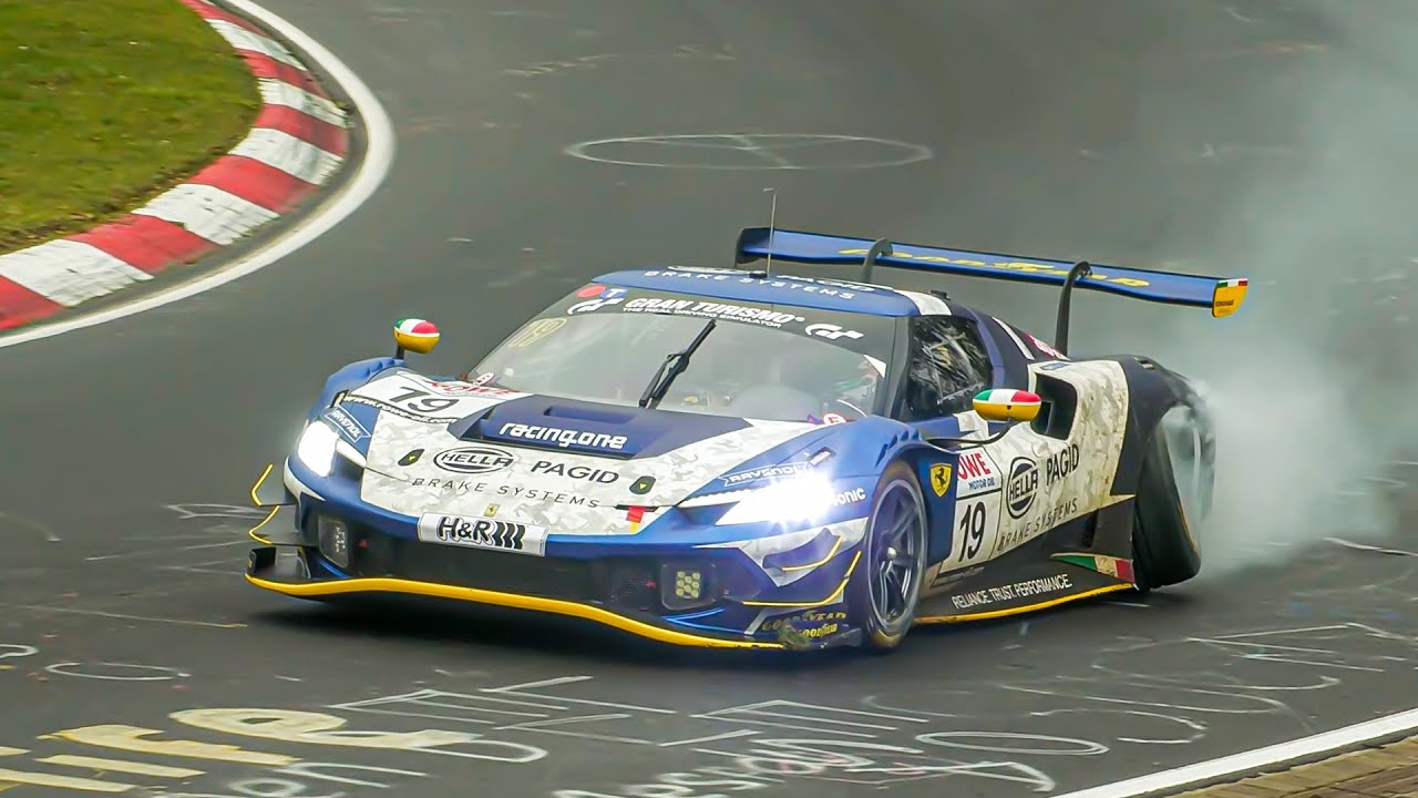 N&uuml;rburgring CRASH Ferrari 296 GT3 - NLS Race 2 Nordschleife 01 04 2023