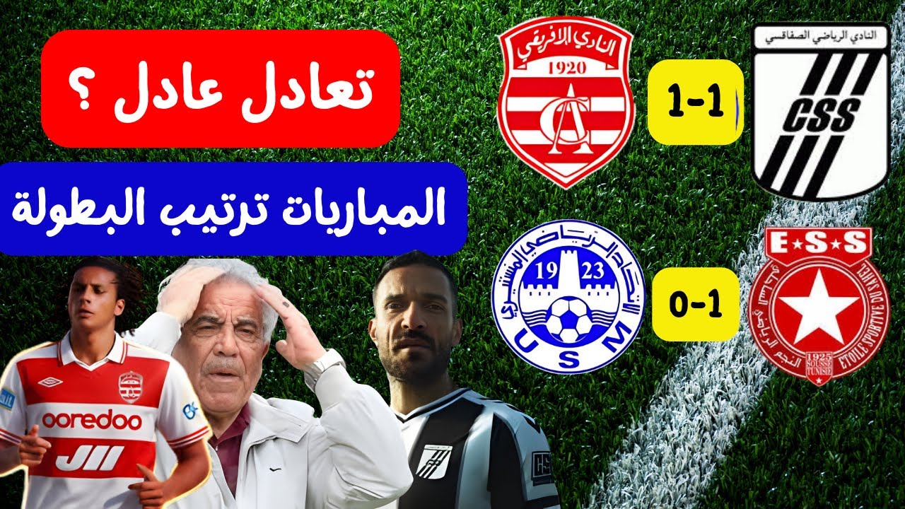 تعادل عادل بين النادي الصفاقسي و الافريقي 🤔🔥 النجم تنتصر على مستير ترتيب البطولة التونسية