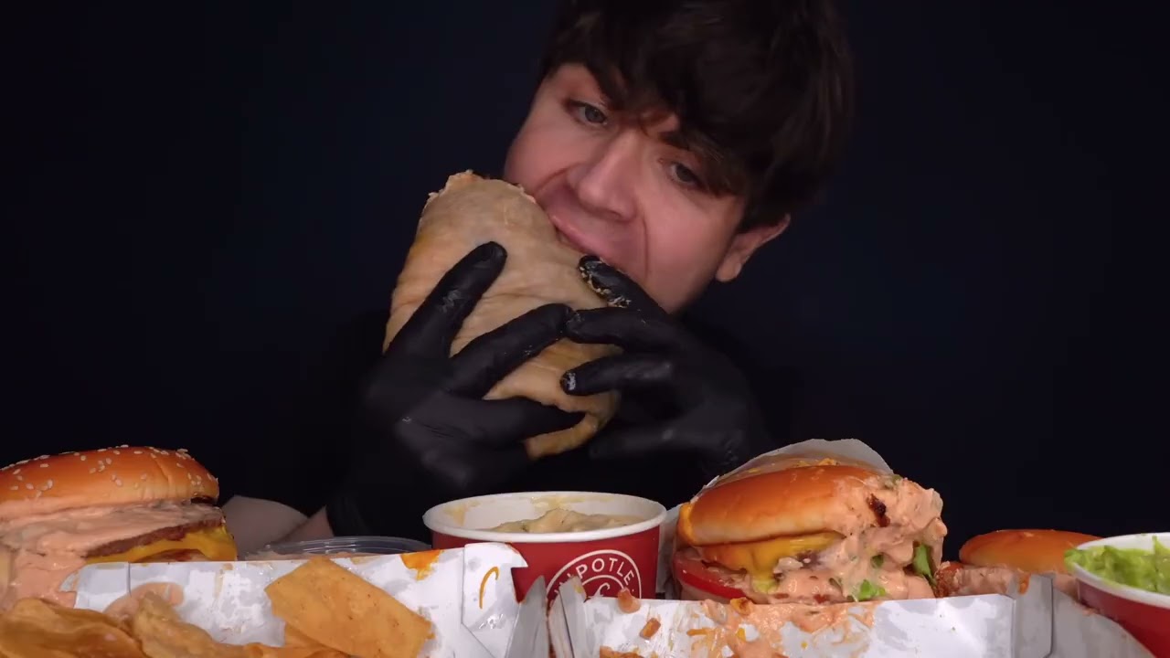 ASMR MUKBANG ANIMAL STYLE MCDONALDS IN-N-OUT BIG MAC BURGERS CHIPOTLE BURRITO & FRIES | WITH CHEESE