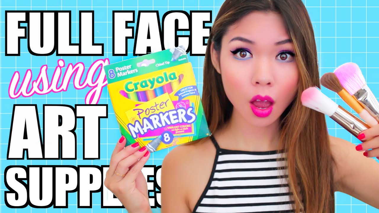 FULL FACE USING ONLY Art Supplies Challenge!