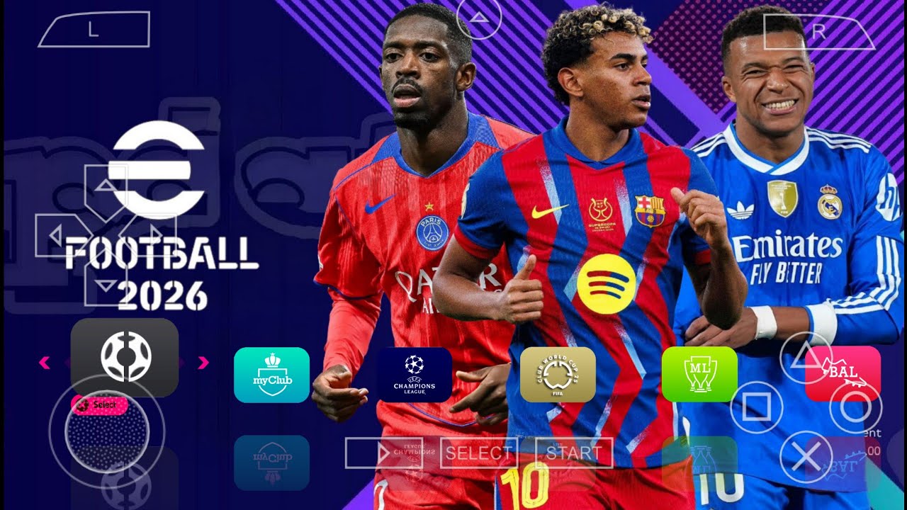 EFOOTBALL PES 2026 PPSSPP ISO NO TEXTURES & NO SAVE DATA NEW KITS 2025/26 REAL FACES & TRANSFERS