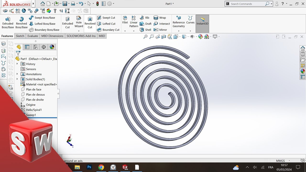 SolidWorks Tutorial N°18 : Spiral spring