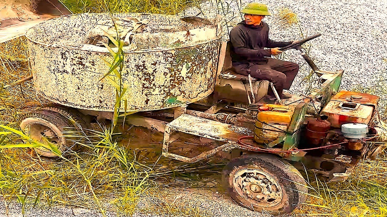 Fully restoration old concrete mixer | Restore concrete mixer engine | Repair old construction tools