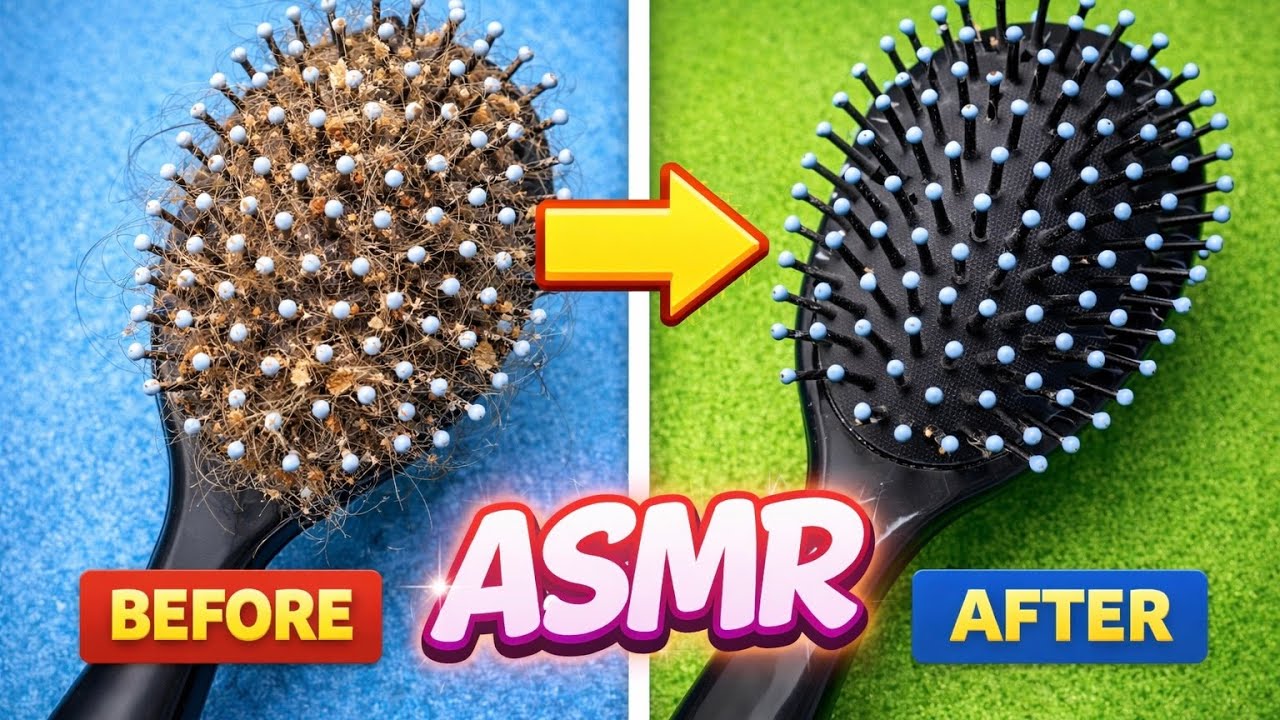 Deep Hairbrush Cleaning ASMR | Before & After #asmr #cleaning #asmrcleaning #satisfying #relaxing