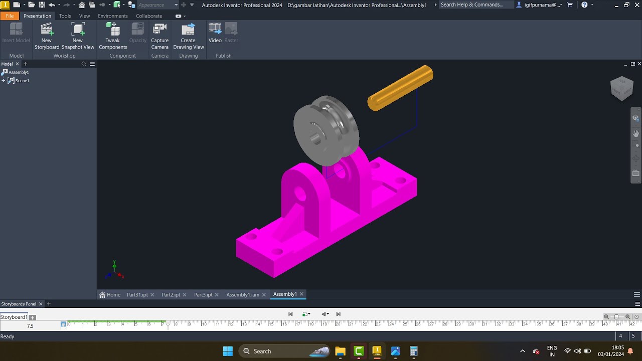 Cara Assembly Bracket Teknik Inventor 2024 | bahasa indonesia | 4K 60fps