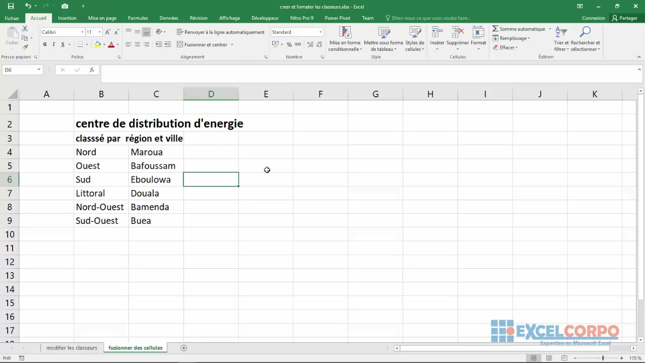 [ FORMATION ]Excel: 4- Comment fusionner ou annuler la fusion des cellules  dans Excel