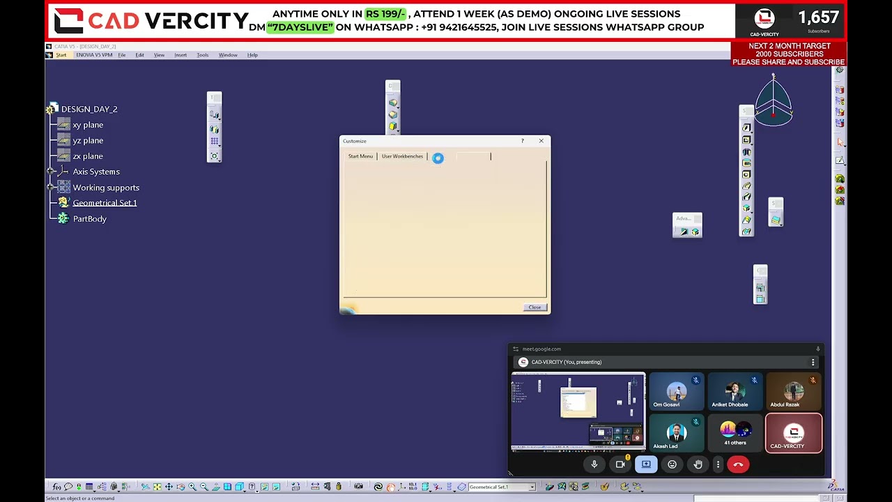 Design Day 2 CAD-VERCITY [ Automobile and Product design Training Center] #catia #ugnx
