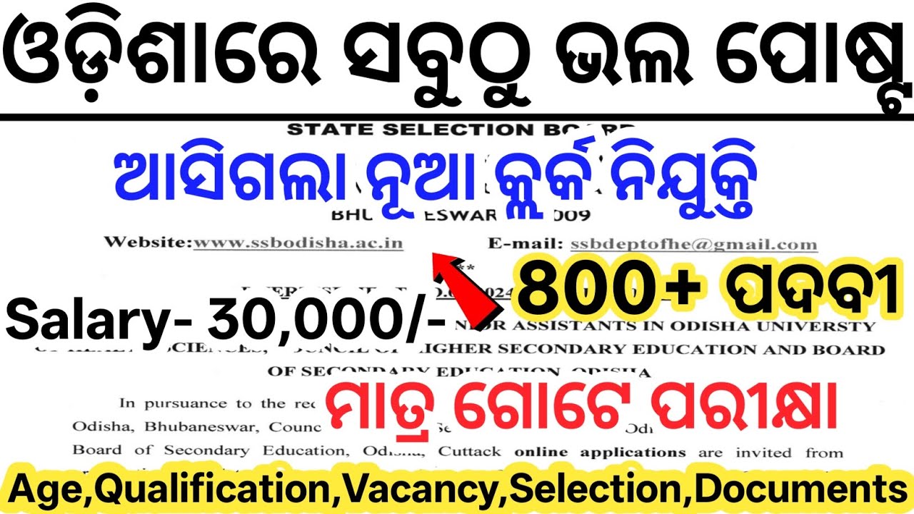 Odisha New 883 Clerk Job Vacancy 2026// Odisha New Government Jobs// Latest Odisha Govt Jobs 2026