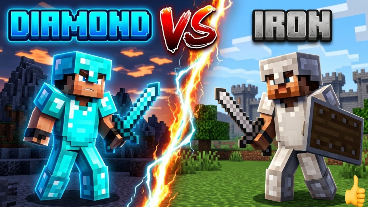 MINECRAFT BEDROCK DIMOND ARMOUR VS IRON ARMOR WHO WILL WIN 