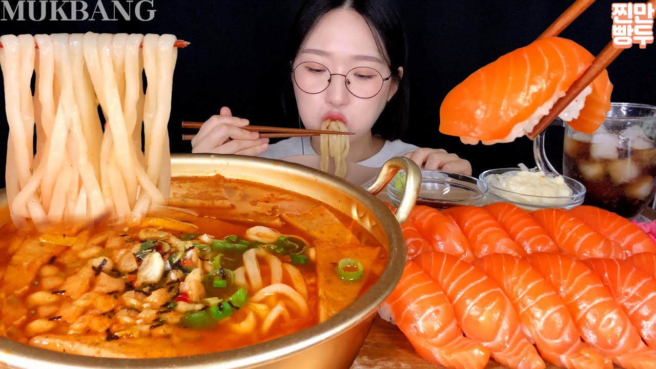 🔥Kimchi Udon & Salmon Sushi | KOREANFOOD MUKBANG ASMR