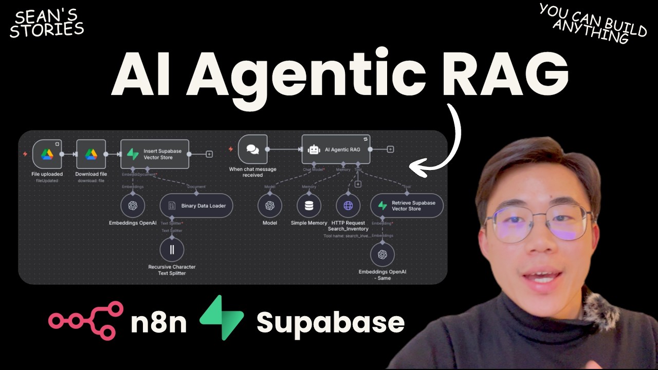 n8n Шаг за шагом: создайте систему AI Agentic RAG как профессионал с Supabase
