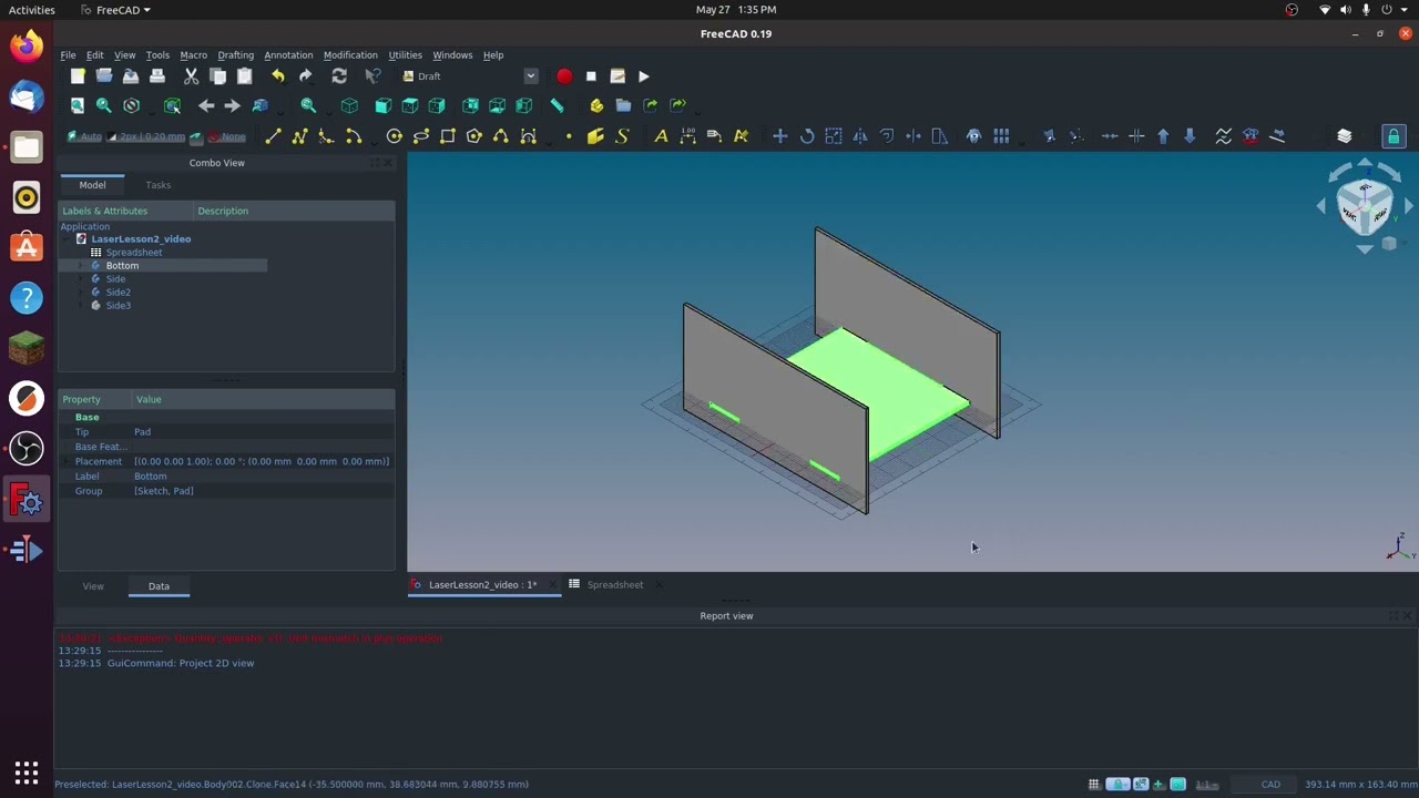 Freecad For Lasers Pt.3 - Prepping for cutting with the Draft Workbench.