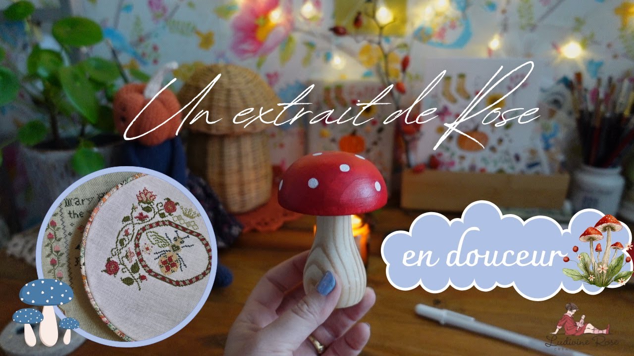 Un extrait de Rose en douceur Renard et champignons #minivlog #crossstitch