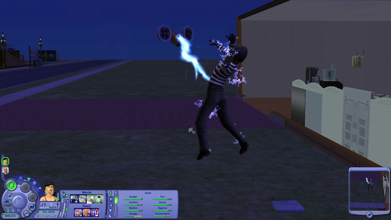 The Sims 2 Burglar gets shock treatment