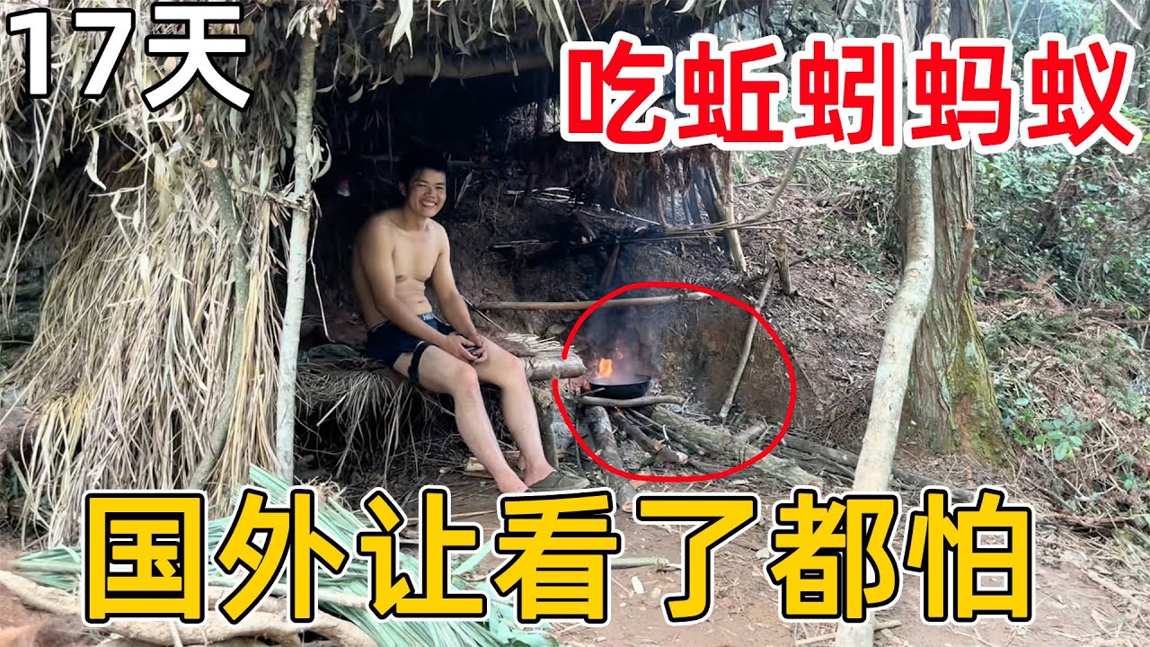 这才是荒野求生的天花板，每天靠吃蚯蚓蚂蚁来维持生命，坚持30天奖励一万元人民币