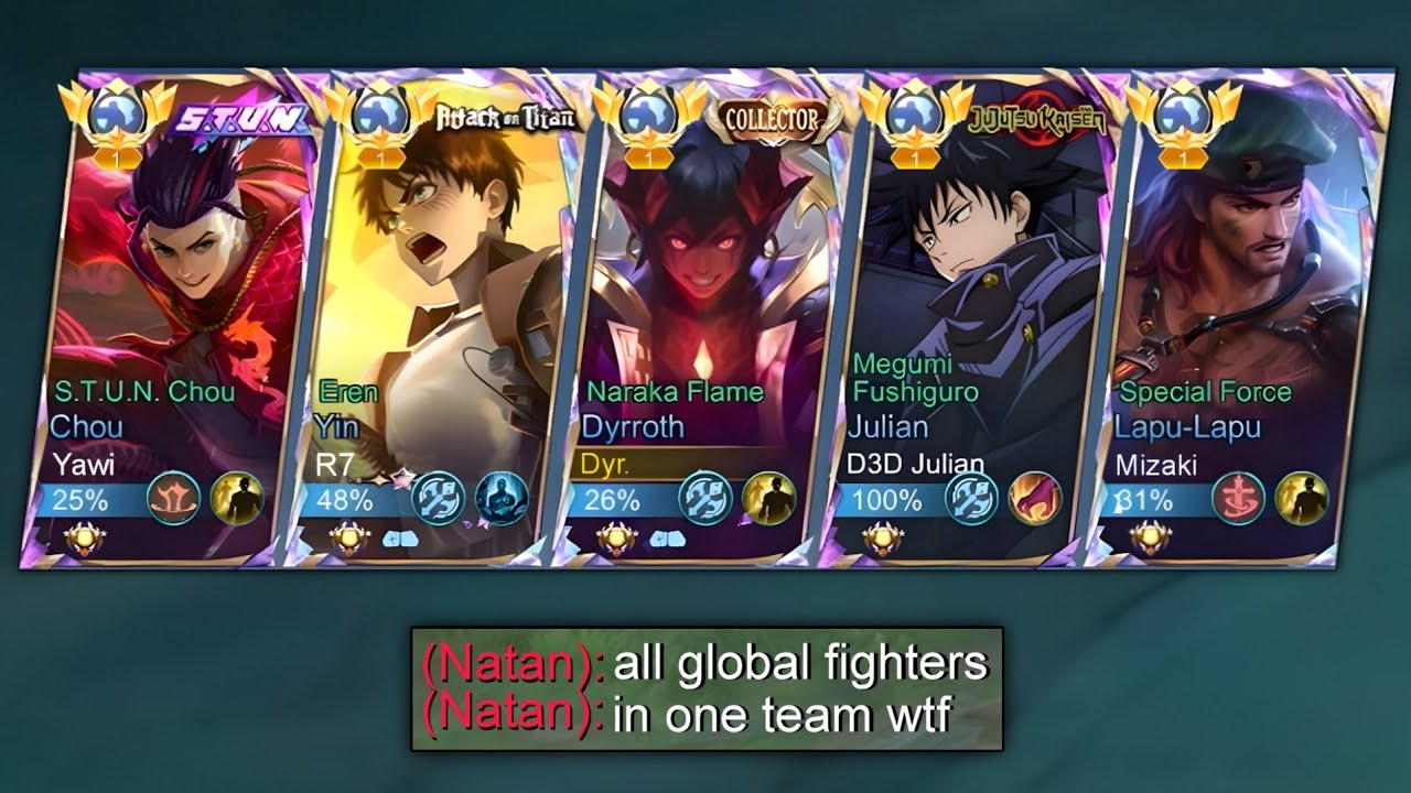 MOBILE LEGENDS 5 MAN FIGHTER IN RANK!!💀(world&rsquo;s best fighter in one team)
