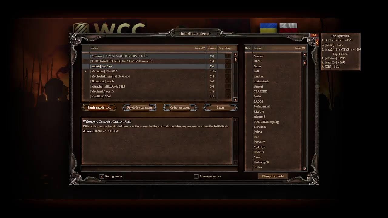 Cossacks 3 | WCC Clan Tournament 3V3  - [GT] vs [-NF-]  | [KGR]Guepard Commentary