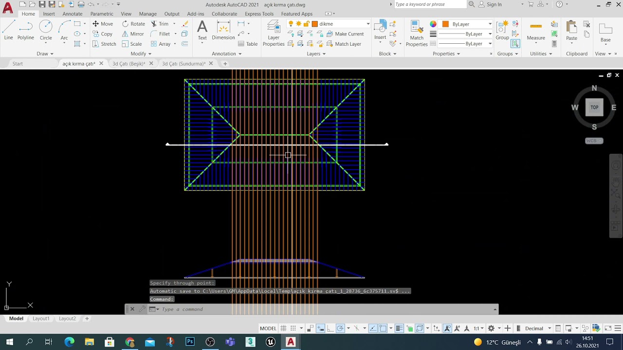 AutoCAD 2D Mimari Uygulamalar: Kırma Çatı Kesiti