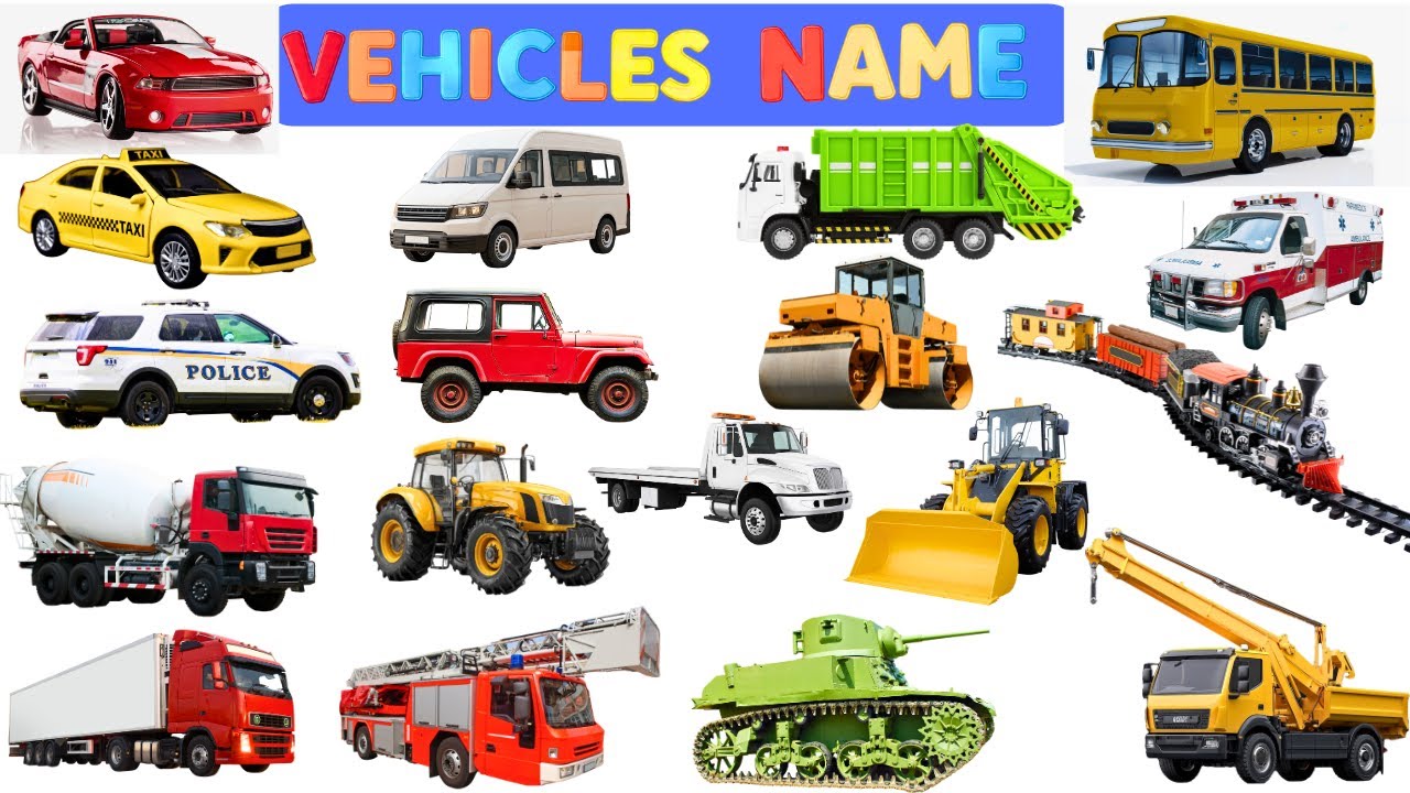 Vehicles Name for Kids | Learn 25 Vehicle Names in English with sounds