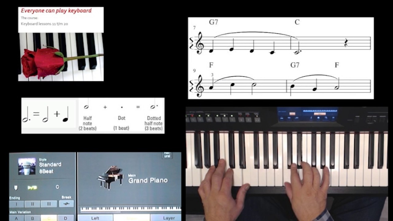 Keyboard lesson 20 of 50. Title: New World, Dvořák,  Complete play along free