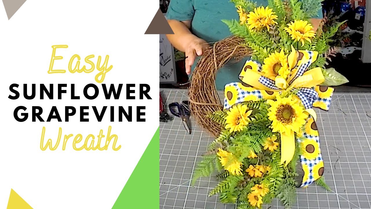 Easy Blue and Yellow Sunflower Wreath DIY