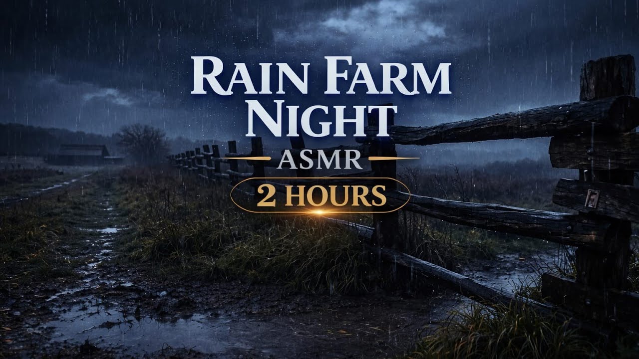 2 Hours of Night Farm Rain 🌧️ Wooden Fence Ambience for Deep Sleep