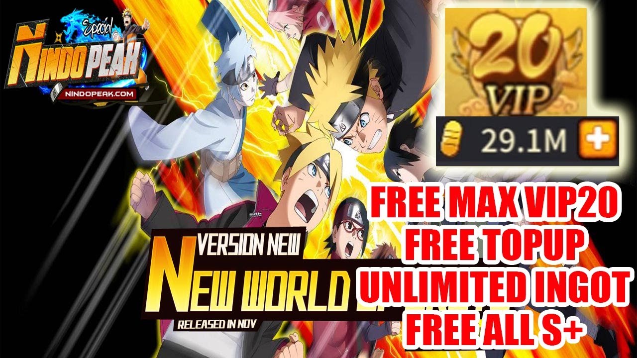NindoPeak Ultimate HVN Gameplay - Free VIP20 & Free Topup & Unlimited Ingot & Free All S+ & 4 Codes