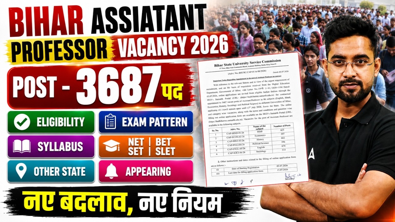 Bihar Assistant Professor Vacancy 2026 🔥 | Bihar Assistant Professor Eligibility And Syllabus