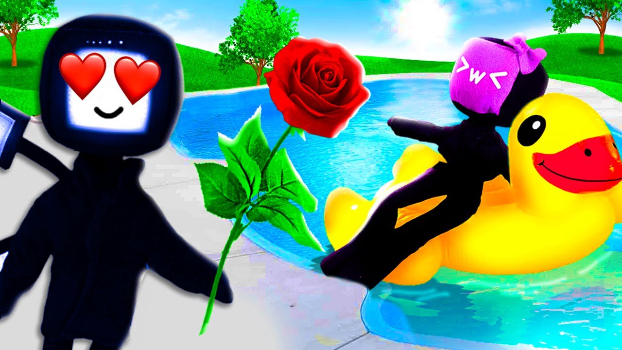 HISTORIA DE AMOR Mujer TV y Hombre TV Cita en la Piscina
