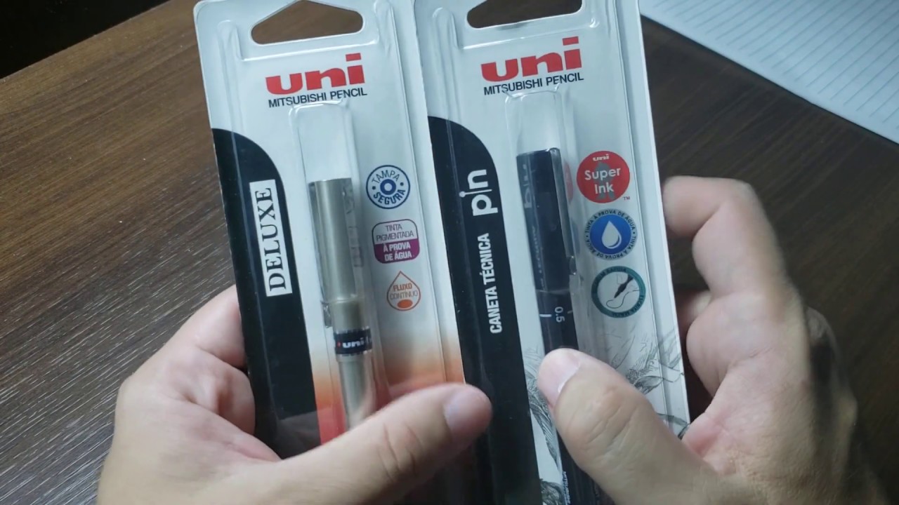 UNBOXING - CANETAS UNIBALL DELUXE E PIN 0.5