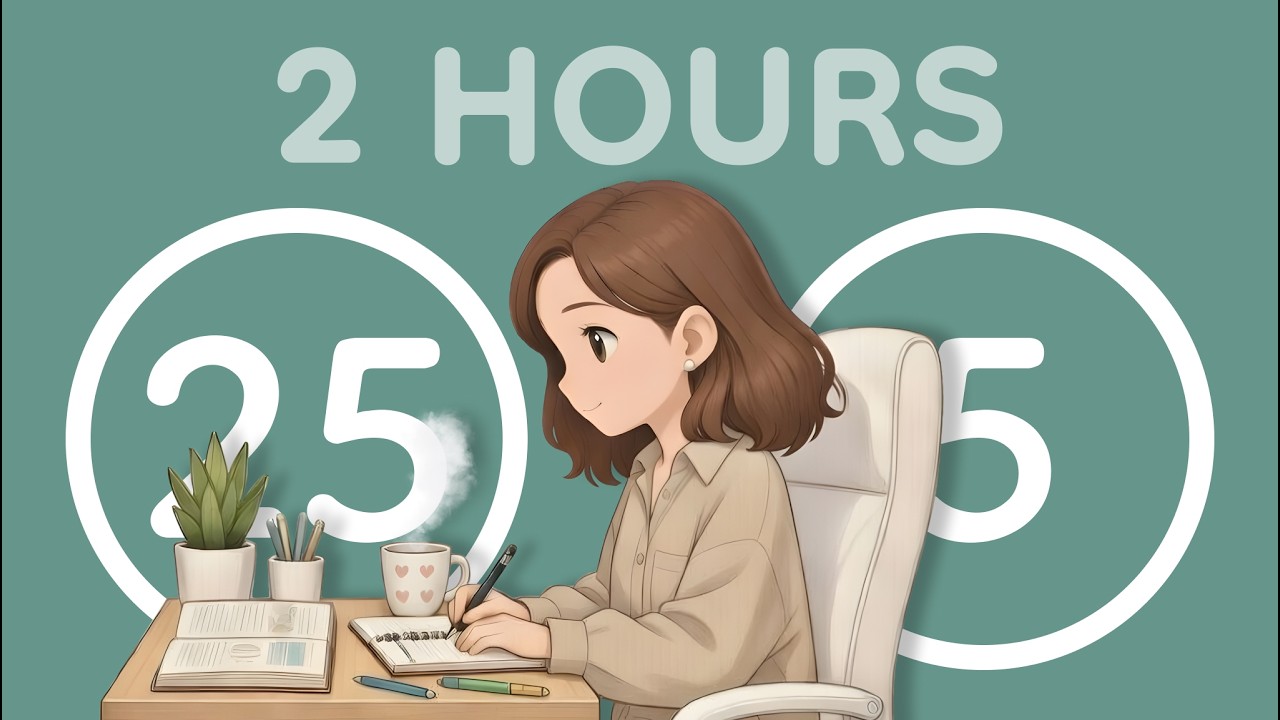 25/5 Pomodoro Focus Timer | 2 Hour Study Session for Deep Work
