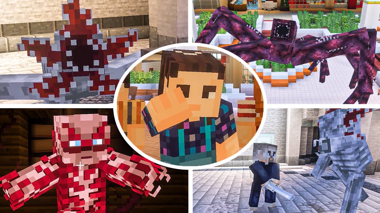 Minecraft x Stranger Things DLC - All Bosses Fight Gameplay