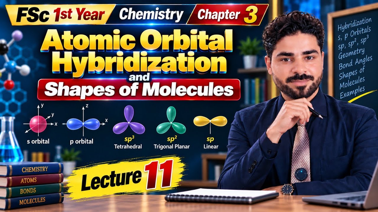 Atomic Orbital Hybridization and Shapes of Molecules | Lecture 9 | Chapter 3 |FSc 1st Year Chemistry