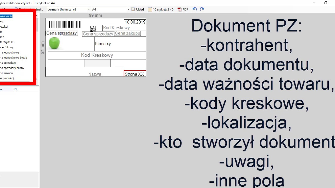 22  Zaawansowane funkcje edytora etykiet