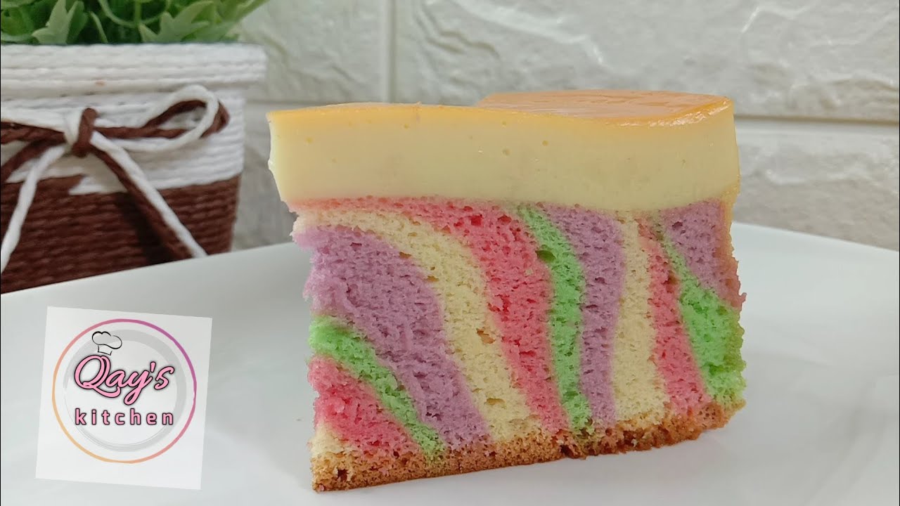 Kek Karamel Pelangi Meriah versi Qay's Kitchen