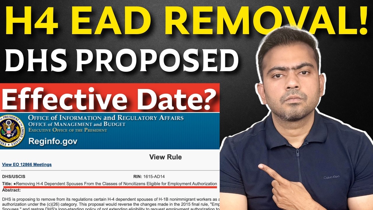 🚨 BREAKING: DHS Proposes H4 EAD Removal ⚠️ When will it become Effective?