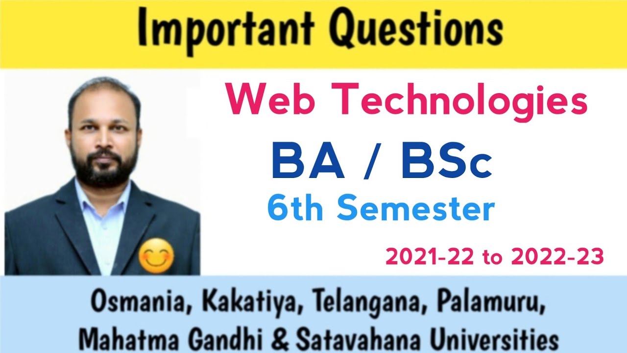 Web Technologies | Important Questions 2023 | BA BSc 6th Semester | UG | Degree | OU KU PU TU MGU SU